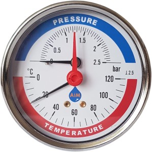 TERMOMANOMETR 80mm 1/2 2,5 bar 120C TYLNY AKSJALNY