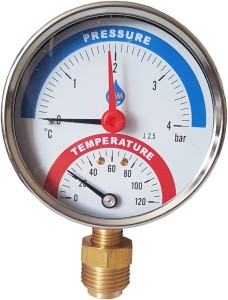 TERMOMANOMETR 80mm 1/2 4 bar 120C DOLNY RADIALNY