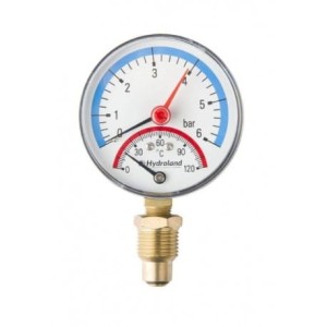 TERMOMANOMETR 80MM 1/2 DOLNY 0-1,6 BAR 0-120 C