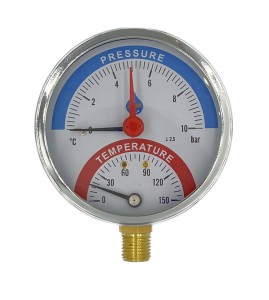 TERMOMANOMETR 80mm 1/2 10 bar 120C DOLNY RADIALNY