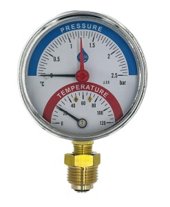 TERMOMANOMETR 80mm 1/2 2,5 bar 120C DOLNY RADIALNY