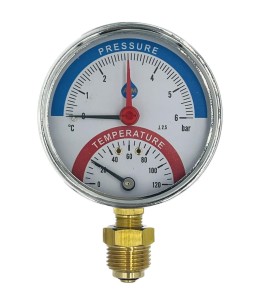 TERMOMANOMETR 80mm 1/2 6 bar 120C DOLNY RADIALNY