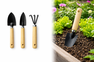 Zestaw ogrodowy mini 3 elementy do roślin doniczkowych łopatka widełki