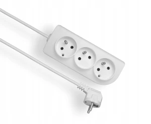 Przedłużacz trzykrotny 3 gniazda z uziemieniem 10m biały
