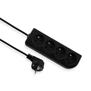 Przedłużacz 4-gniazdowy z uziemieniem 3m CZARNY, Listwa zasilająca