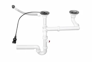 Syfon do zlewu 2-komorowego z automatem 3,5" przelew pralka