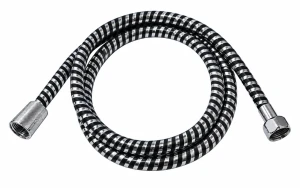 Wąż prysznicowy natryskowy 150 cm 1/2" gładki czarno-srebrny PVC